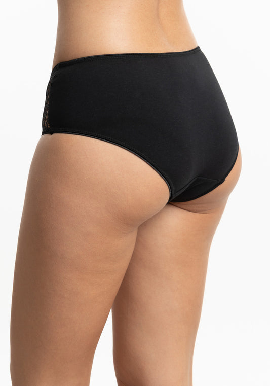 PANTALETA DE ALGODÓN ENCAJE NEGRO DE MUJER