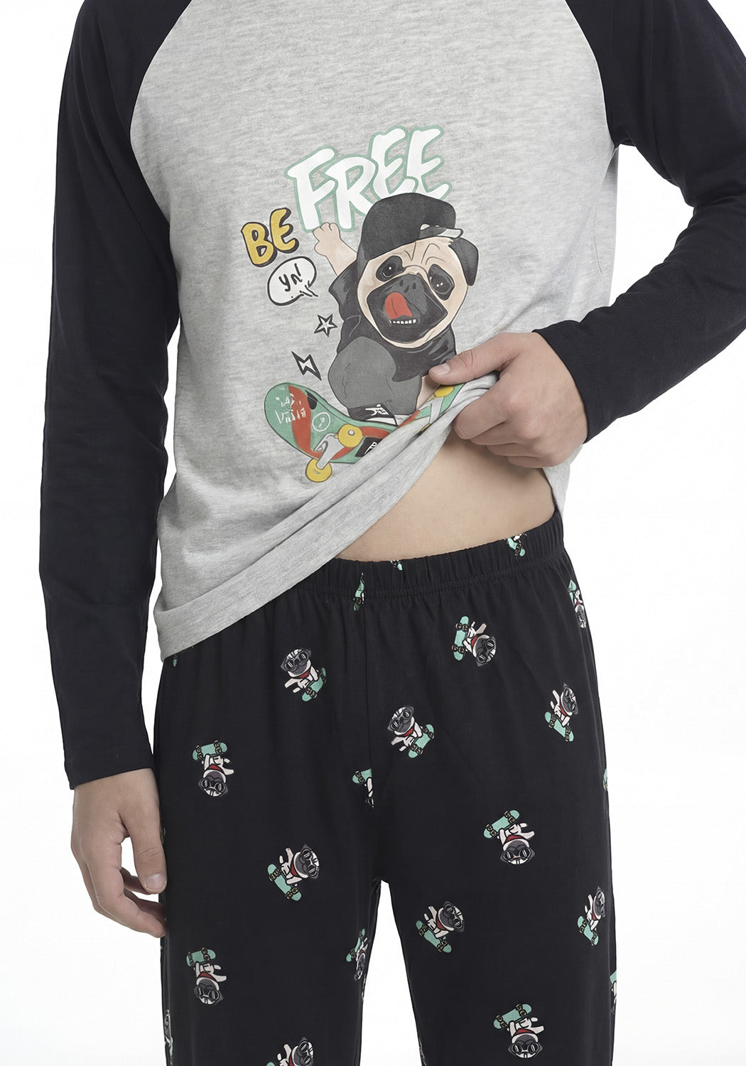 PIJAMA ALGODON GRIS TEENS HOMBRE