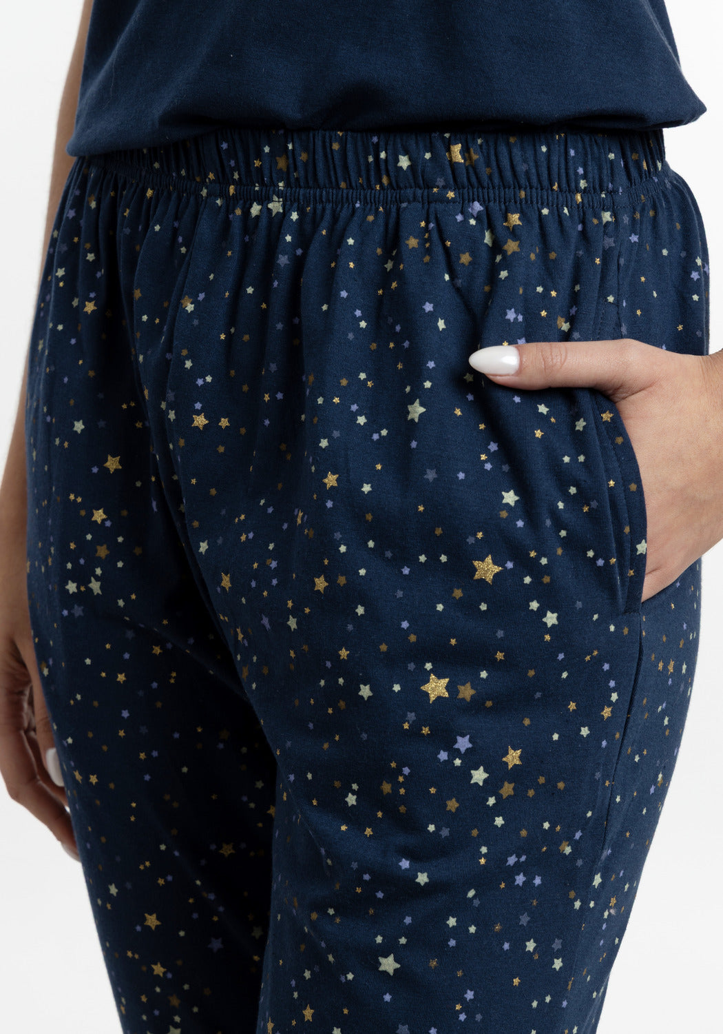 PIJAMA CAPRI DE ALGODÓN AZUL DE MUJER