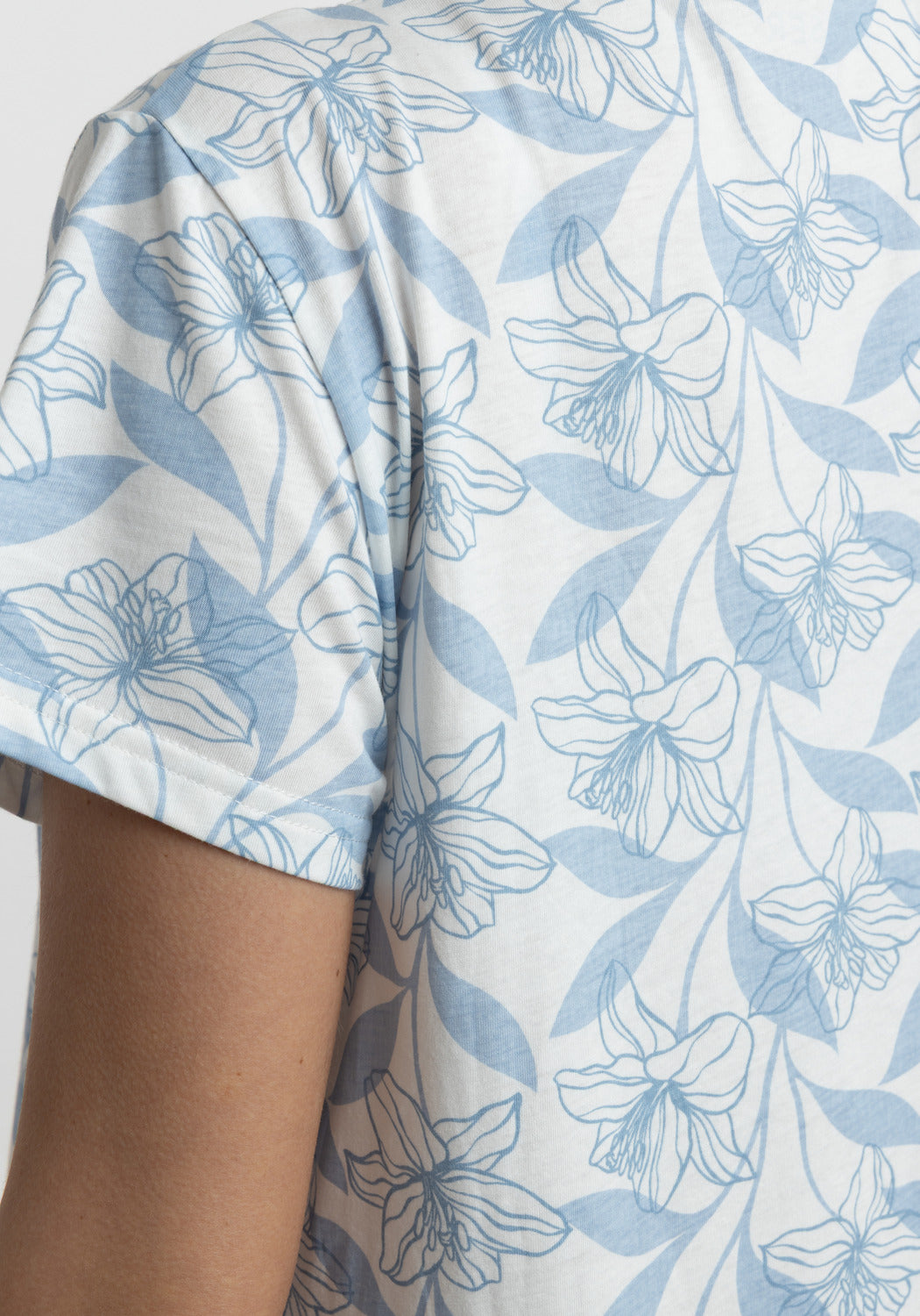 CAMISA MANGA CORTA DE ALGODÓN AZUL DE MUJER