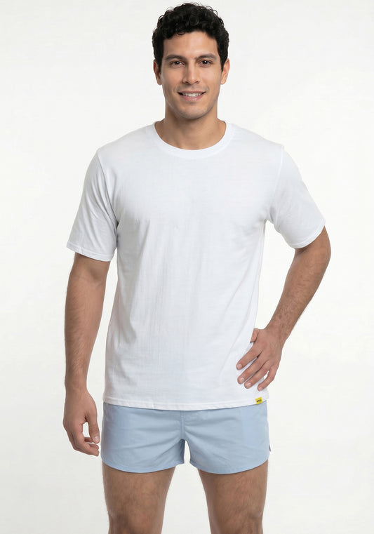 POLERA MANGA CORTA DE ALGODÓN HEY BLANCO DE HOMBRE