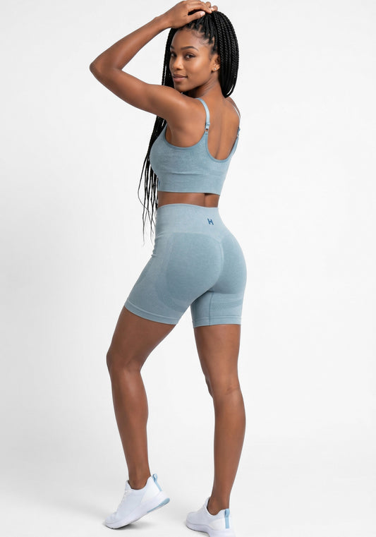 CALZA CORTA SEAMLESS HEY AZUL DE MUJER