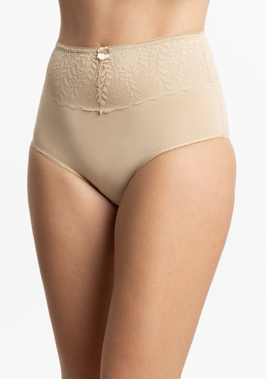 CALZÓN TIRO ALTO MAXI DE ALGODÓN BEIGE MUJER