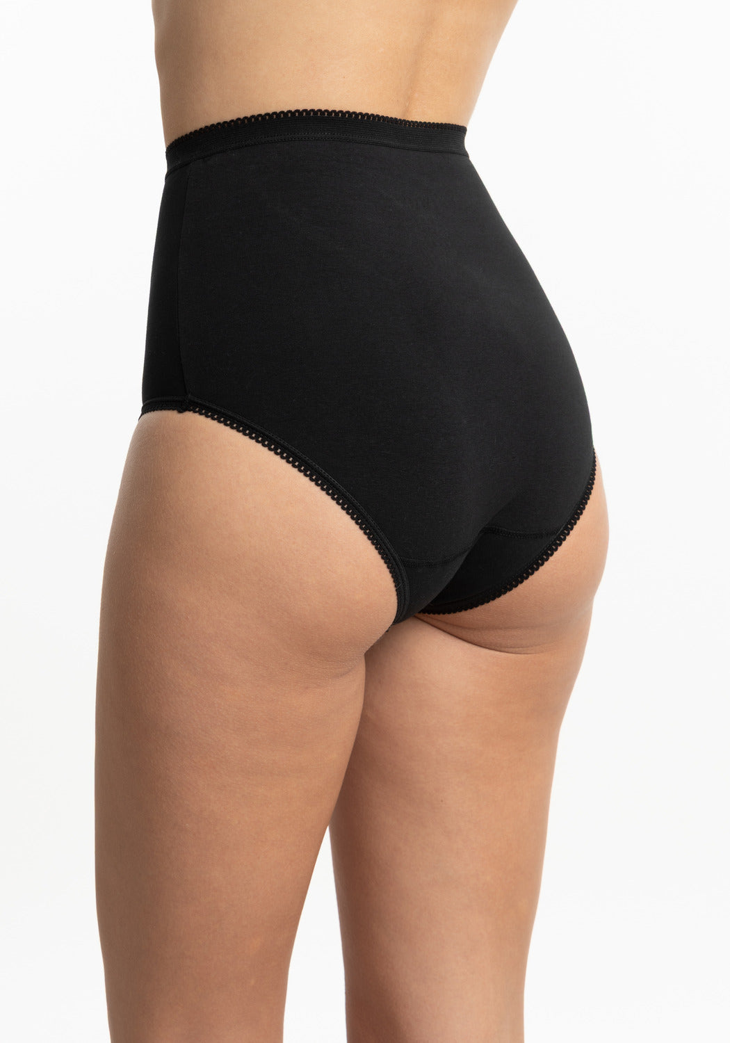 CALZÓN TIRO ALTO DE MUJER MAXI DE ALGODÓN NEGRO
