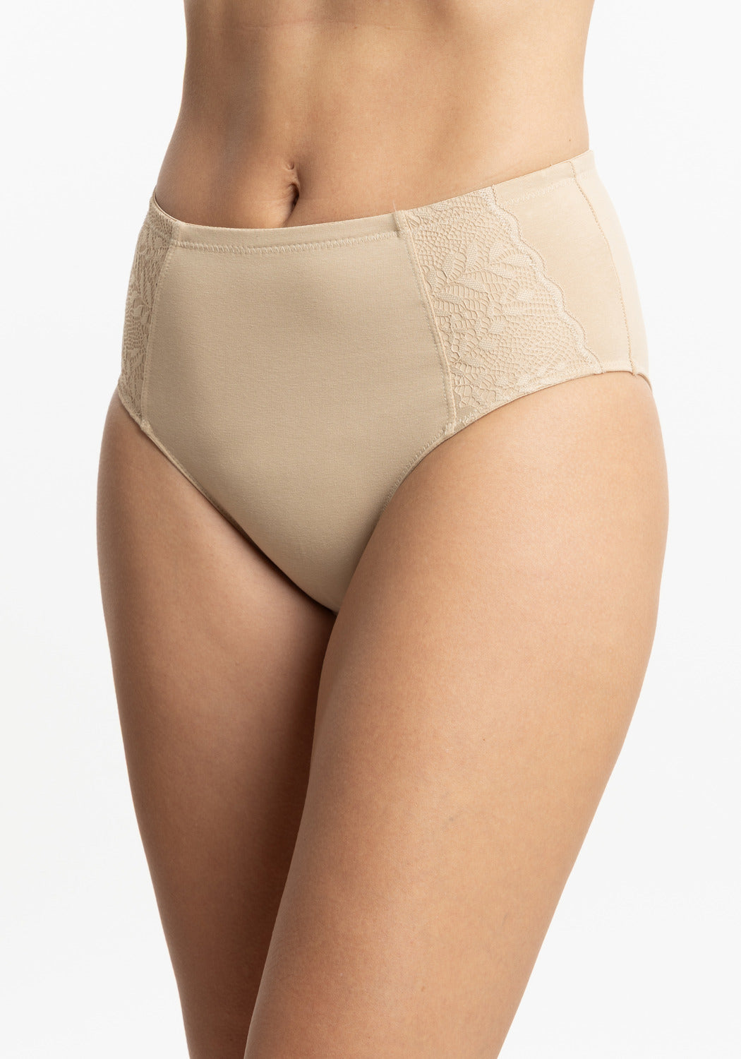 CALZÓN TIRO ALTO MAXI ALGODÓN BEIGE DE MUJER