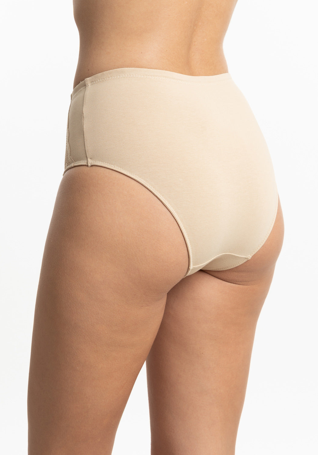 CALZÓN TIRO ALTO MAXI ALGODÓN BEIGE DE MUJER