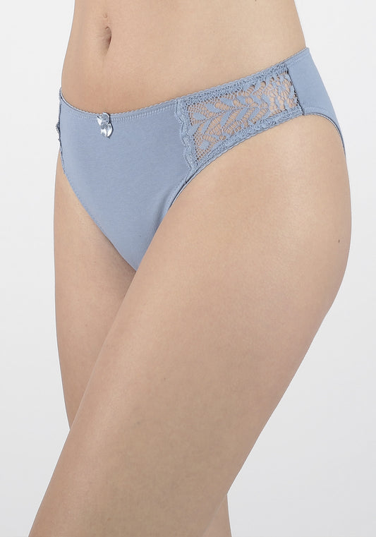 BIKINI CON ENCAJE ALGODÓN AZUL MUJER