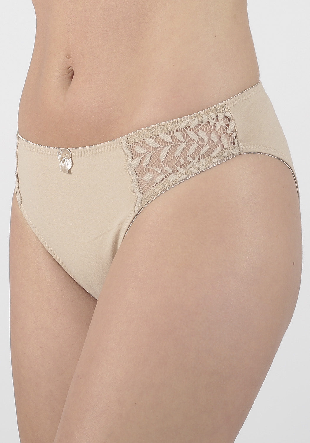 BIKINI CON ENCAJE DE ALGODÓN HI LEGGS BEIGE DE MUJER