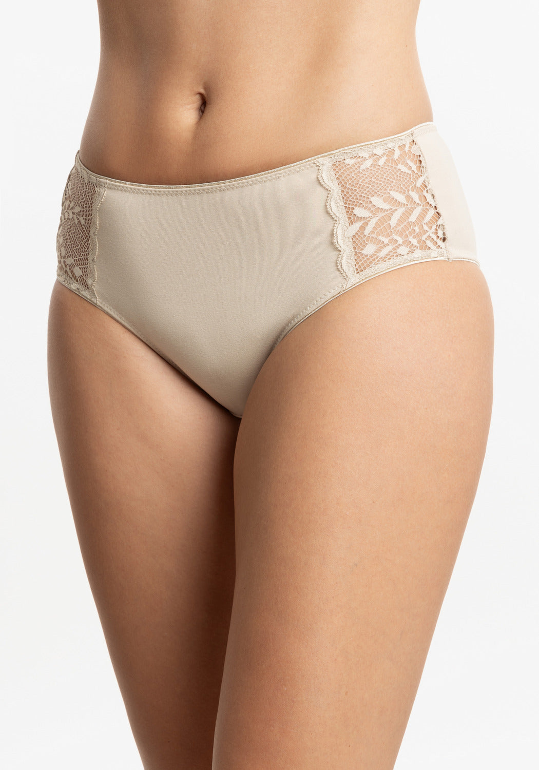 PANTALETA DE ALGODÓN ENCAJE BEIGE DE MUJER