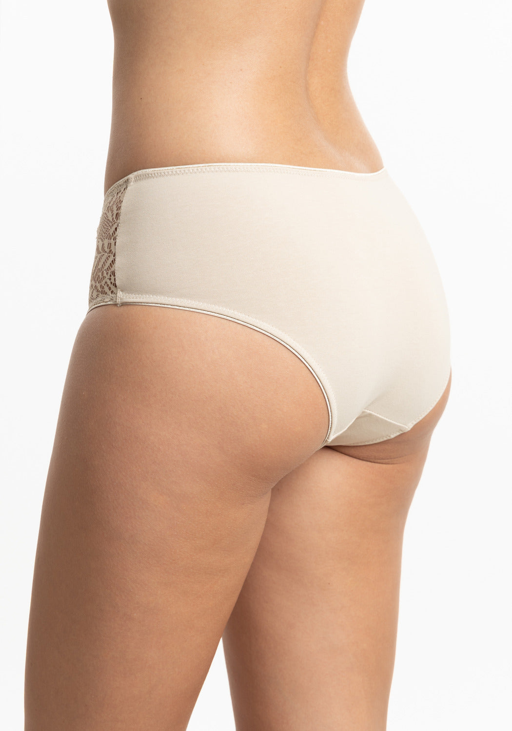 PANTALETA DE ALGODÓN ENCAJE BEIGE DE MUJER