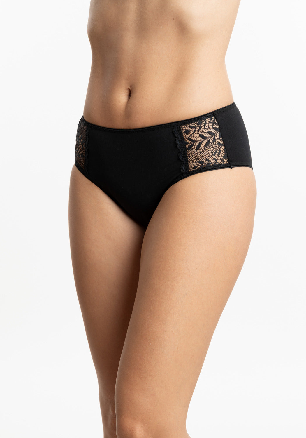 PANTALETA DE ALGODÓN ENCAJE NEGRO DE MUJER