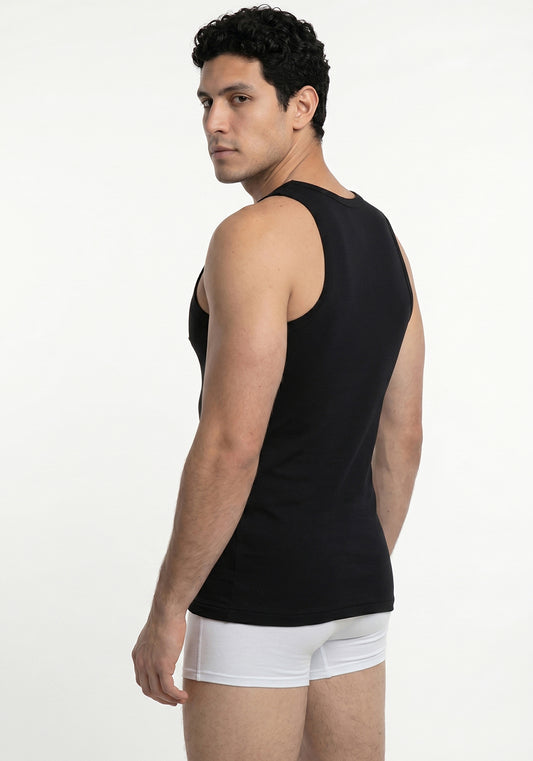 CAMISETA DE SIN MANGA ALGODÓN NEGRO DE HOMBRE