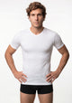 CAMISETA DE MANGA CORTA ESCOTE EN V ALGODÓN BLANCO DE HOMBRE