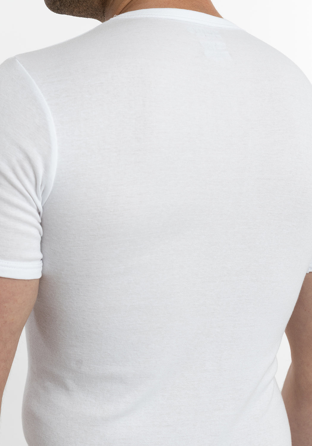 CAMISETA DE MANGA CORTA ESCOTE EN V ALGODÓN BLANCO DE HOMBRE
