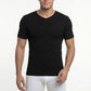 CAMISETA DE MANGA CORTA ESCOTE EN V ALGODÓN NEGRO DE HOMBRE