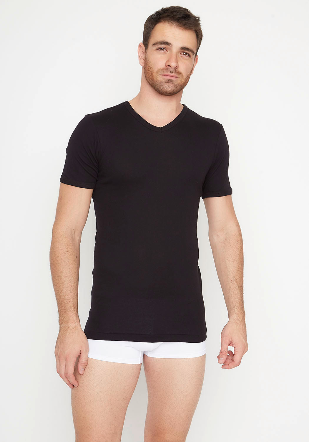 CAMISETA MANGA CORTA ESCOTE V ALGODÓN