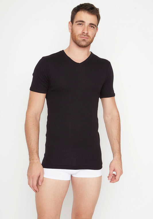 CAMISETA MANGA CORTA ESCOTE V ALGODÓN