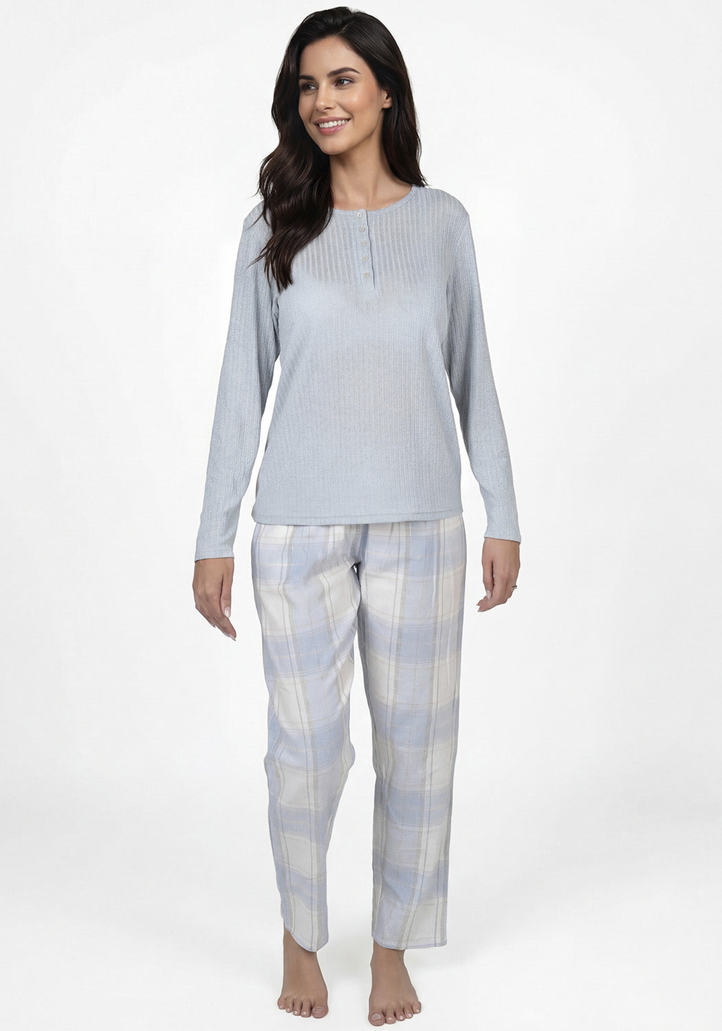 PIJAMA POLIESTER CELESTE MUJER
