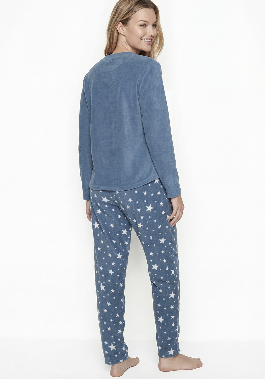 PIJAMA POLAR ESMPADO AZUL MUJER