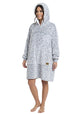PONCHO CON CAPUCHA CORAL FLEECE GRIS MUJER