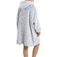 PONCHO CON CAPUCHA CORAL FLEECE GRIS MUJER