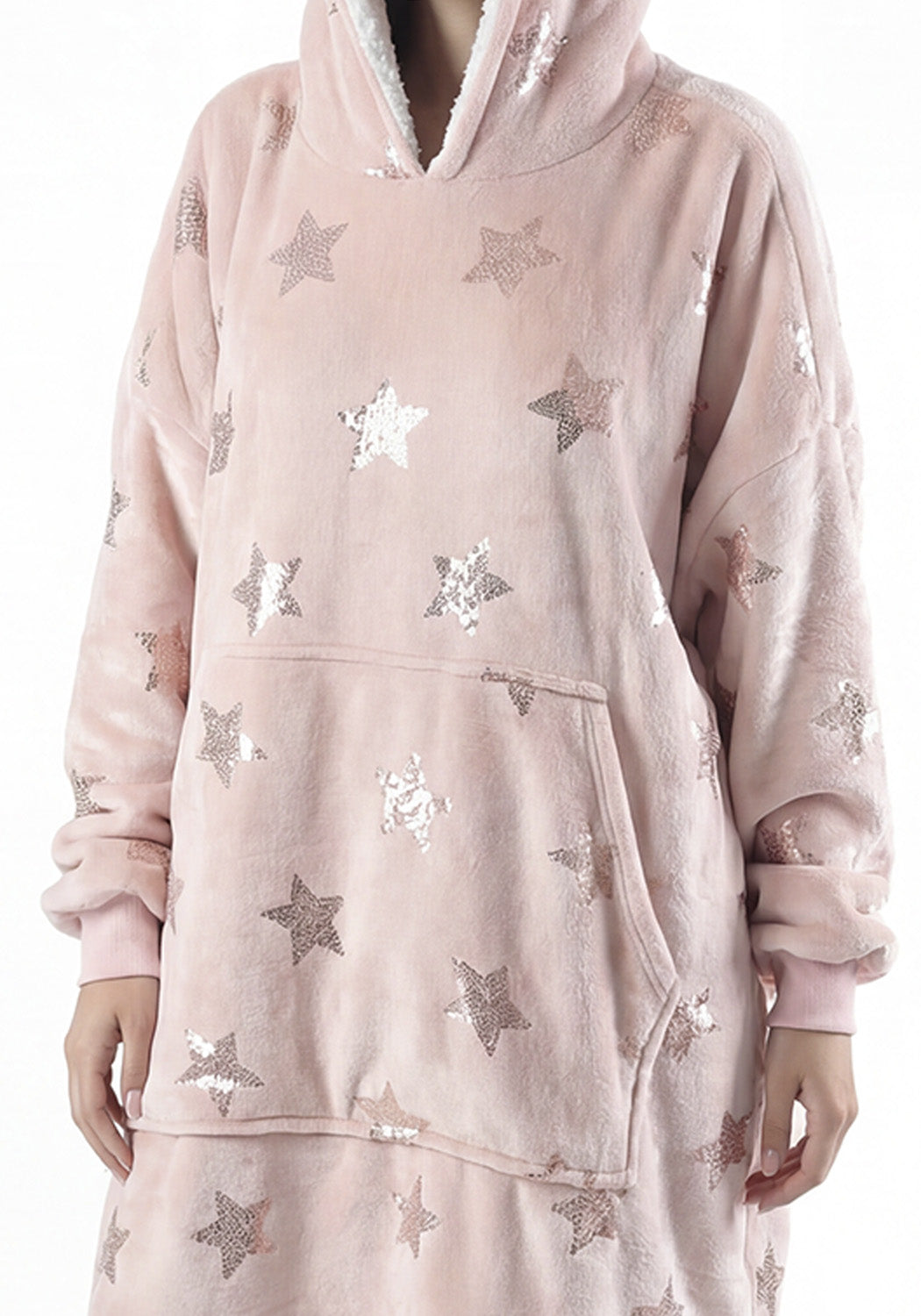 PONCHO CON CAPUCHA CORAL FLEECE ROSADO MUJER