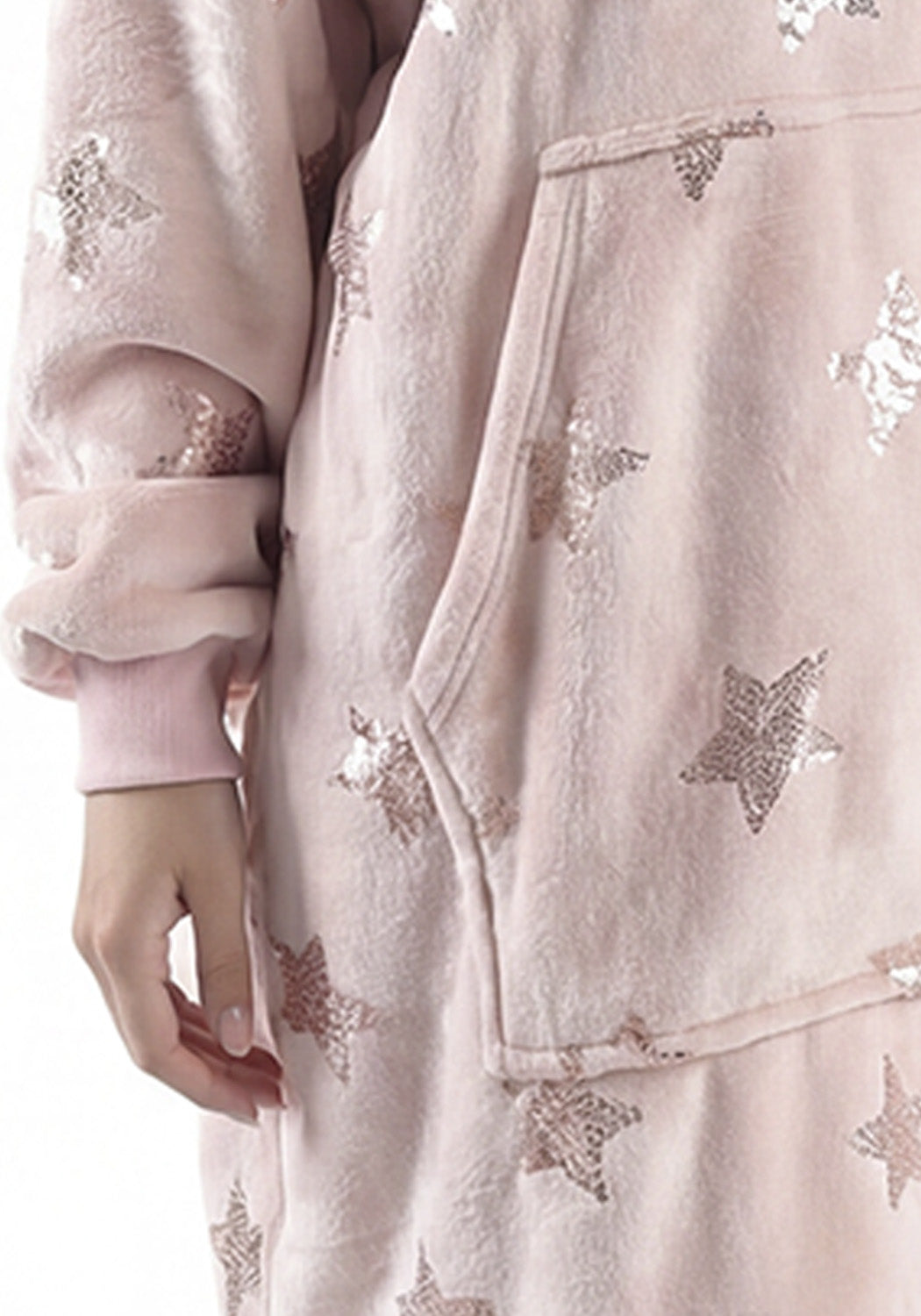 PONCHO CON CAPUCHA CORAL FLEECE ROSADO MUJER