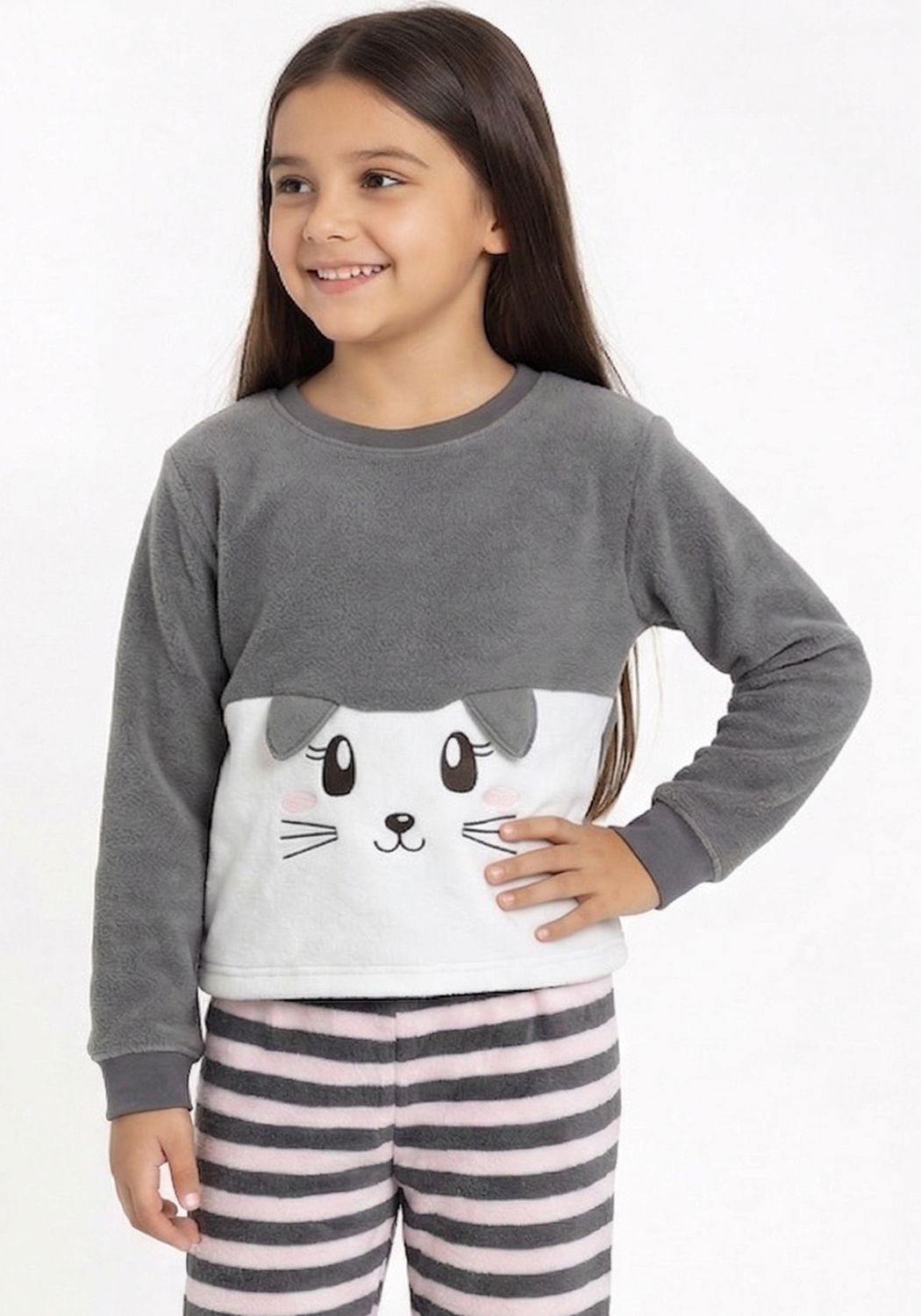 PIJAMA POLAR GRIS KIDS MUJER