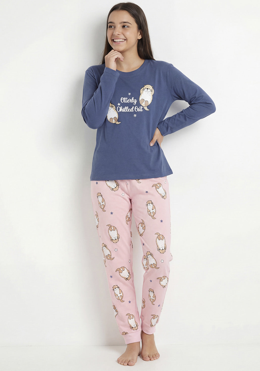 PIJAMA ALGODON AZUL TEENS MUJER