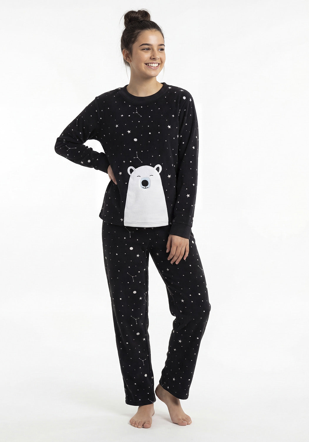 PIJAMA POLAR ESTAMPADO OSO NEGRO TEENS MUJER