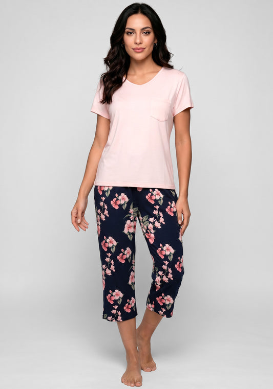 PIJAMA CAPRI DE VISCOSA ROSADO DE MUJER
