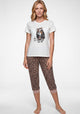 PIJAMA CAPRI DE ALGODÓN MARFIL DE MUJER