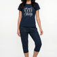 PIJAMA CAPRI DE ALGODÓN AZUL DE MUJER