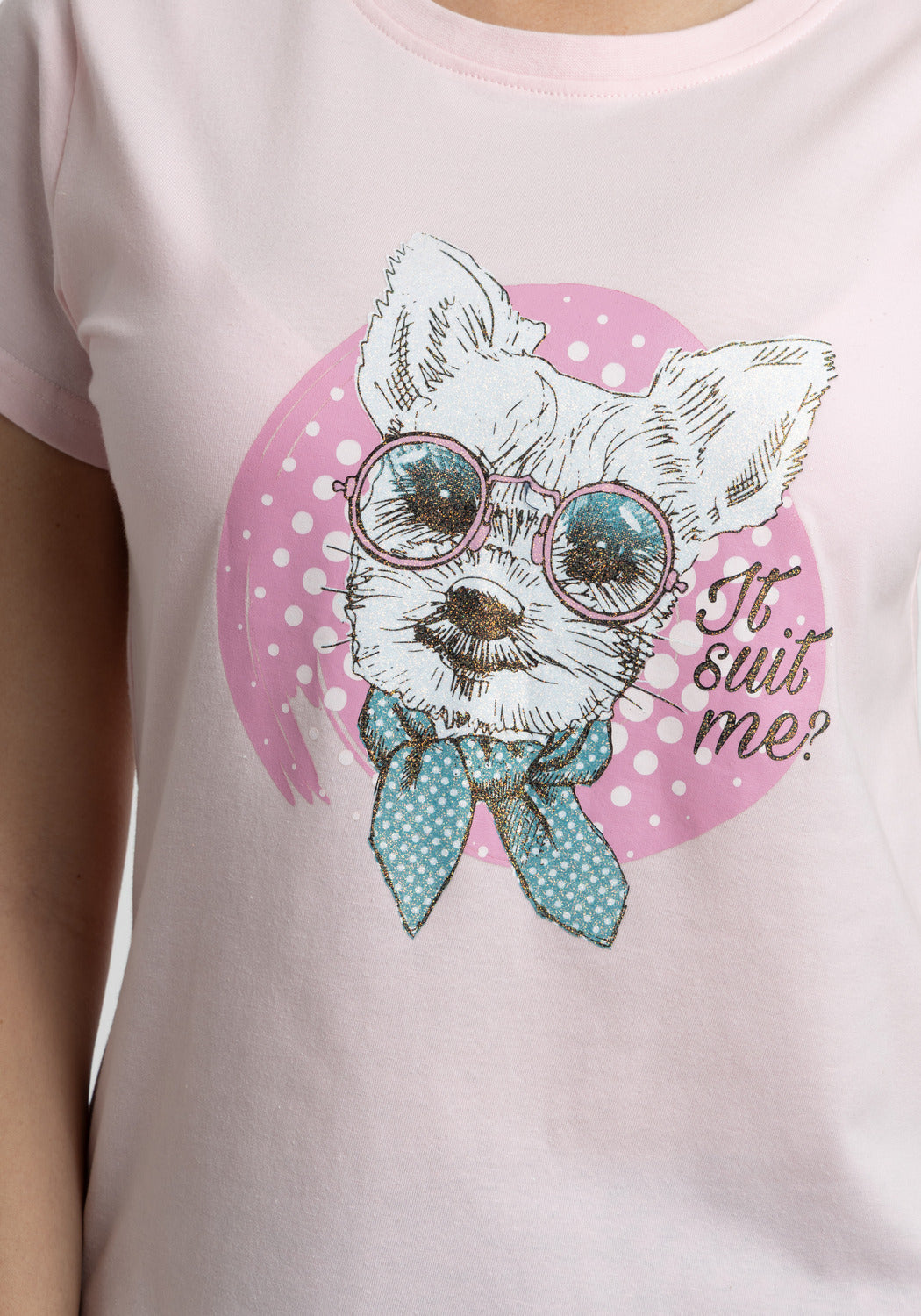PIJAMA CORTO DE ALGODÓN ROSADO MUJER