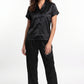 PIJAMA PANTALON DE SATIN NEGRO DE MUJER