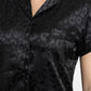 PIJAMA PANTALON DE SATIN NEGRO DE MUJER