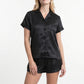 PIJAMA CORTO DE SATIN NEGRO DE MUJER