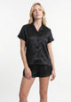 PIJAMA CORTO DE SATIN NEGRO DE MUJER