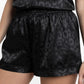 PIJAMA CORTO DE SATIN NEGRO DE MUJER