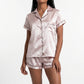 PIJAMA CORTO DE SATIN ROSADO DE MUJER
