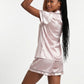PIJAMA CORTO DE SATIN ROSADO DE MUJER