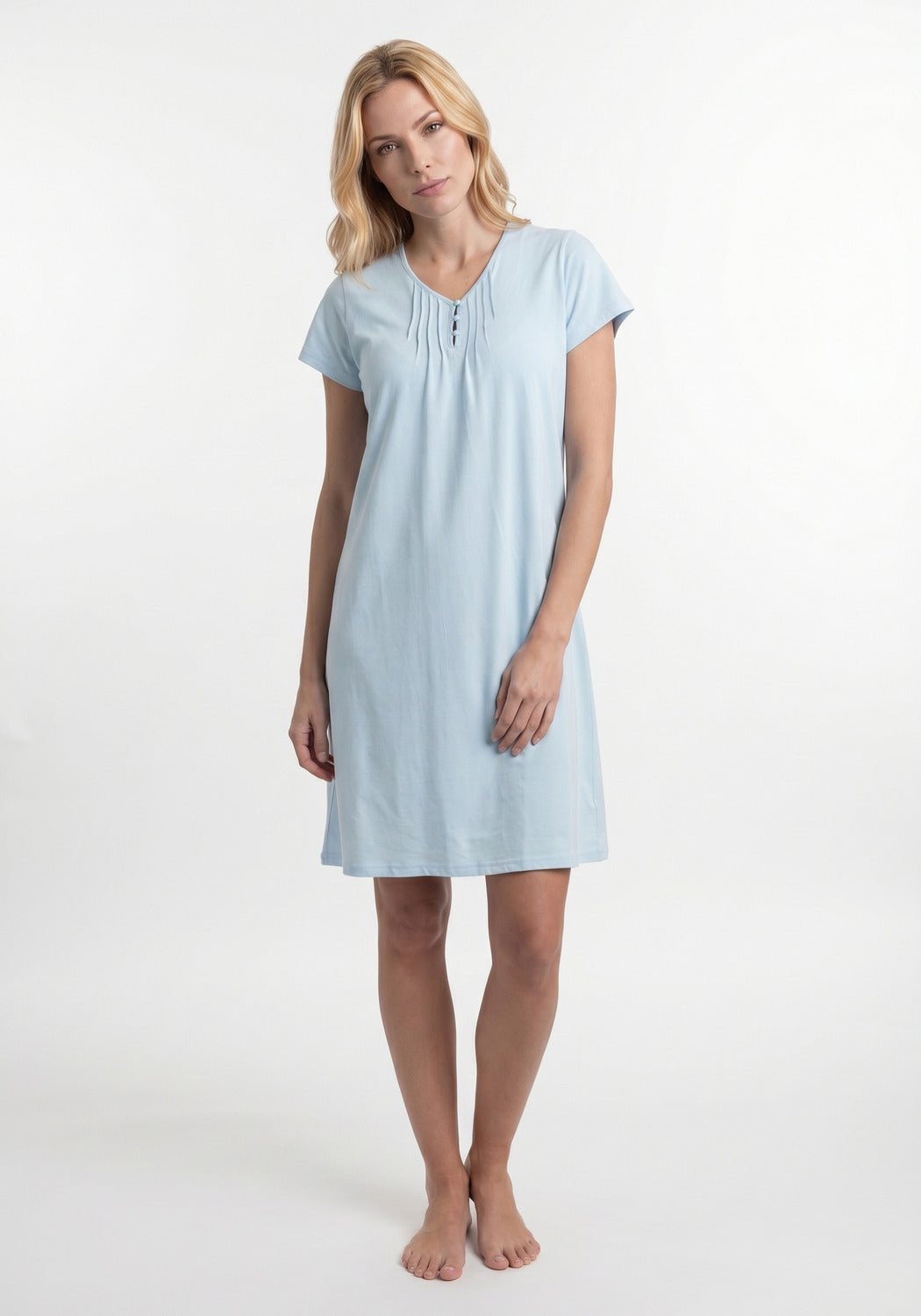 CAMISA MANGA CORTA DE ALGODÓN KAYSER CELESTE DE MUJER