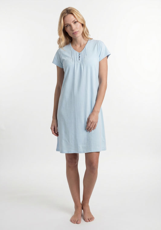 CAMISA MANGA CORTA DE ALGODÓN KAYSER CELESTE DE MUJER