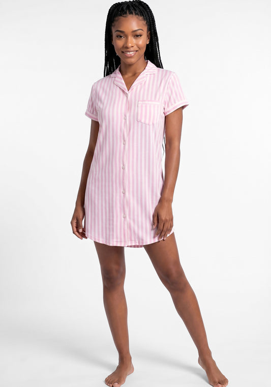 CAMISA MANGA CORTA DE ALGODÓN ROSADO PARA MUJER