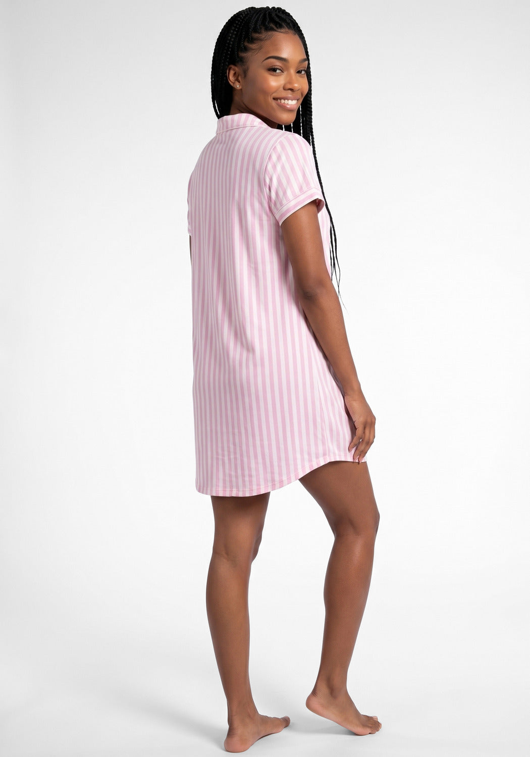 CAMISA MANGA CORTA DE ALGODÓN ROSADO PARA MUJER