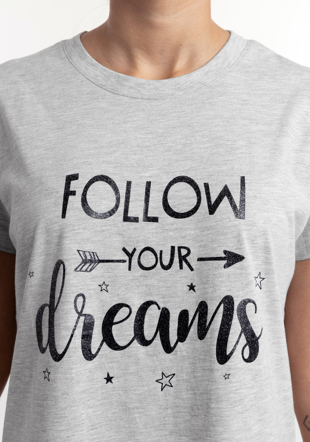 CAMISA MANGA CORTA DE ALGODÓN GRIS DE MUJER