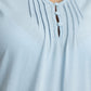 CAMISA MANGA CORTA DE ALGODÓN CELESTE DE MUJER