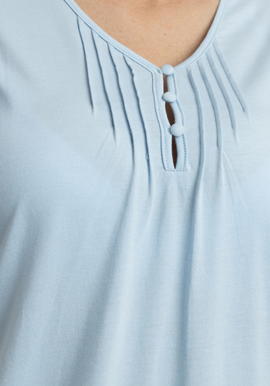 CAMISA MANGA CORTA DE ALGODÓN CELESTE DE MUJER