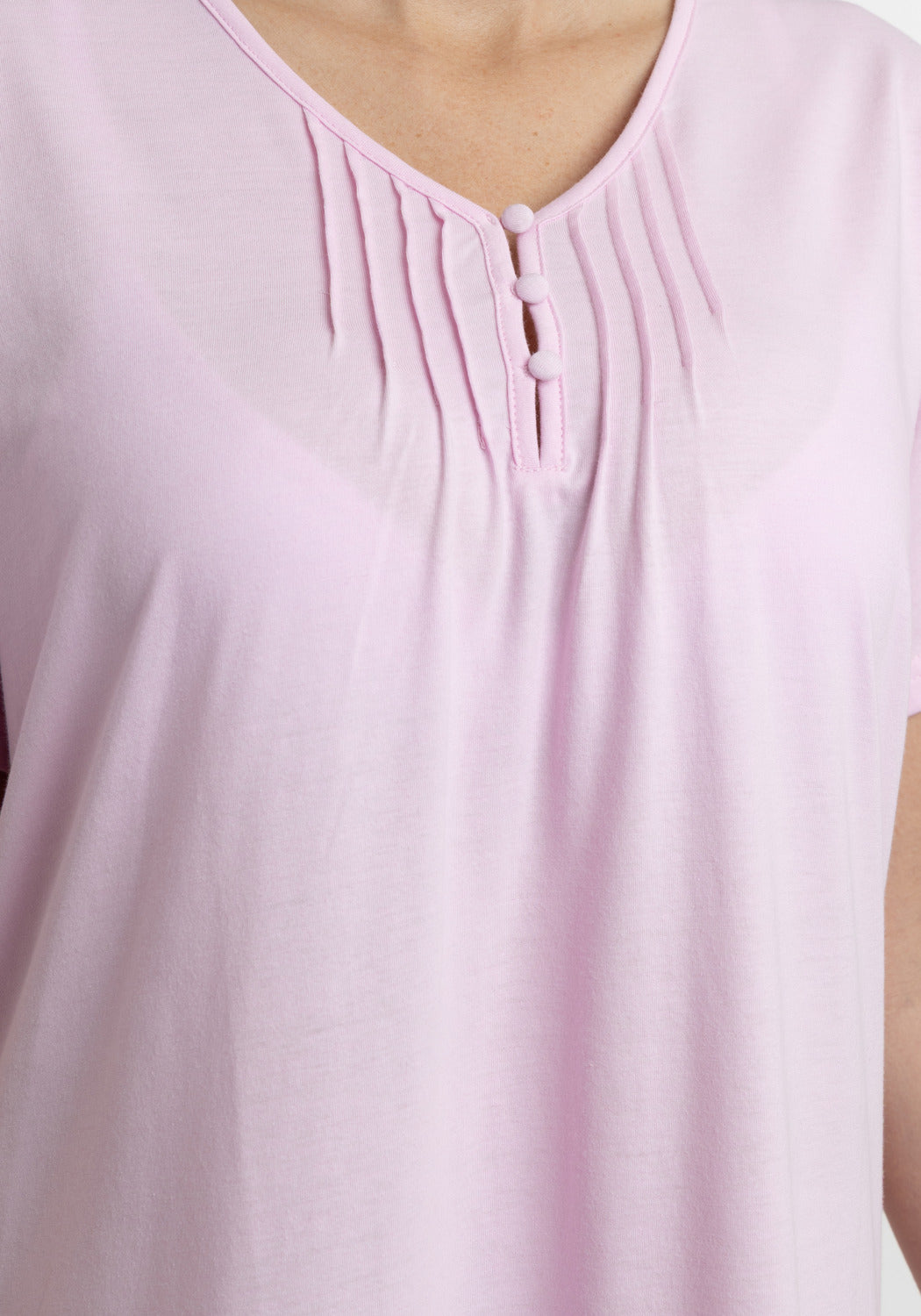 CAMISA MANGA CORTA DE ALGODÓN ROSADO DE MUJER