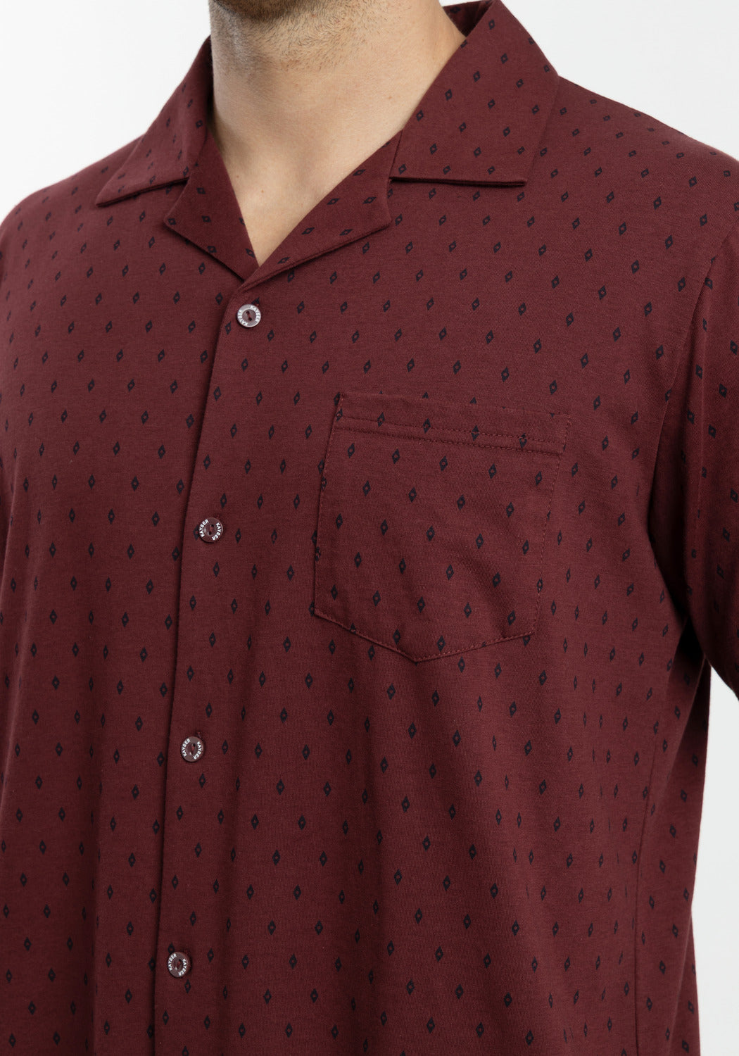 PIJAMA CORTO DE ALGODÓN BURDEO DE HOMBRE